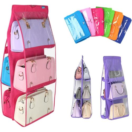 3-Layer 6 Bag Organiser, Closet Hanging Bag Organiser - Multicolor