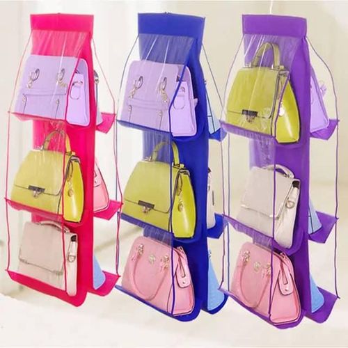 3-Layer 6 Bag Organiser, Closet Hanging Bag Organiser - Multicolor
