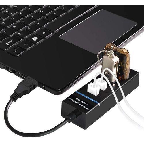 4 Port USB 3.0 Hub High Speed USB Cable Adapter - Black
