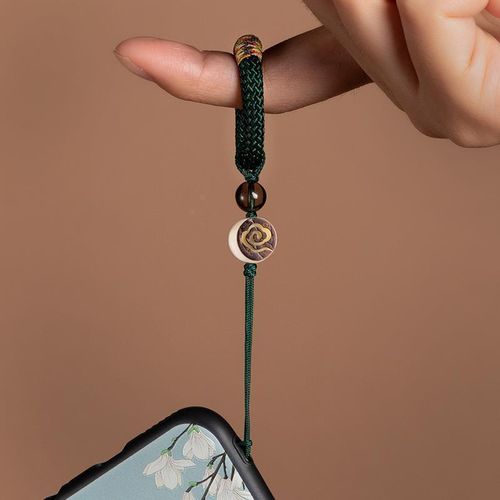 Chinoiserie style mobile phone chain lanyard short u disk women and men woven ring buckle key anti