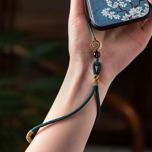 Chinoiserie style mobile phone chain lanyard short u disk women and men woven ring buckle key anti