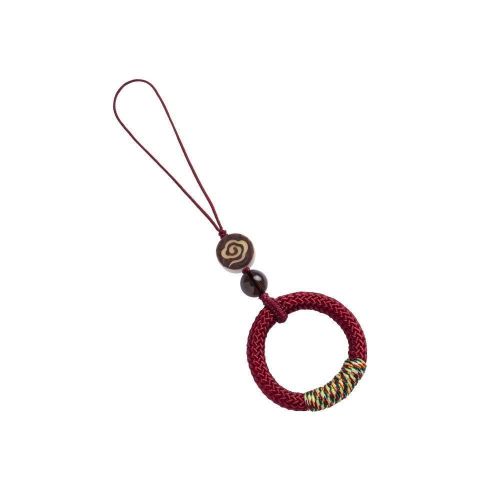 Chinoiserie style mobile phone chain lanyard short u disk women and men woven ring buckle key anti