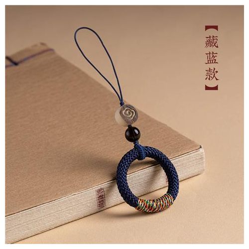 Chinoiserie style mobile phone chain lanyard short u disk women and men woven ring buckle key anti