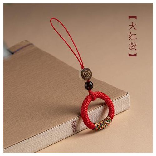 Chinoiserie style mobile phone chain lanyard short u disk women and men woven ring buckle key anti