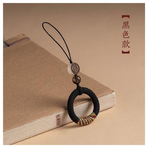 Chinoiserie style mobile phone chain lanyard short u disk women and men woven ring buckle key anti