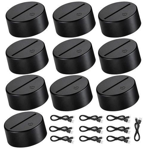 915 Generation 10 Pcs 7 Colors Touch Lamp Base 3D Night LED Light Lamp Base LED Lamp Holder Display Stand for Acrylic Black
