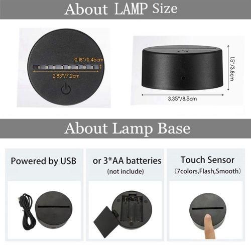 915 Generation 10 Pcs 7 Colors Touch Lamp Base 3D Night LED Light Lamp Base LED Lamp Holder Display Stand for Acrylic Black