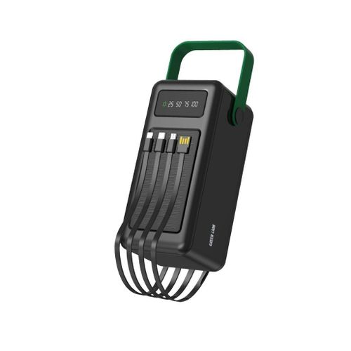 Solar Max 80000mAh Powerbank with Digital Display, Solar Charging Panel, Type-C Micro Lightening USB-A Output, lightweight & Portable, 4 Integrated Cables