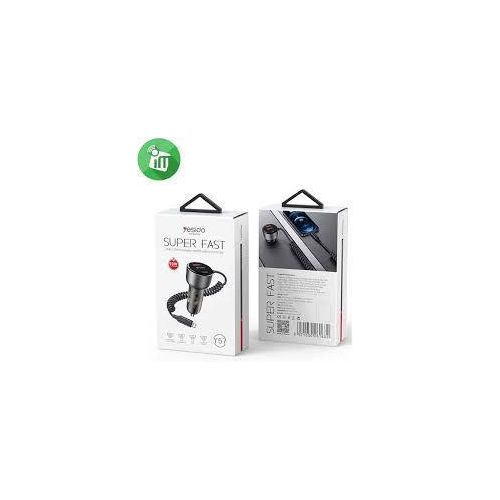 Y57 50W Cell Phone Super Fast Car Charger Included Cigarette Lighter Car Charger with iP Coiled Lightning Cable- Black