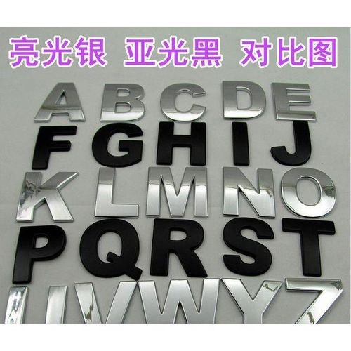 Large Metal Alphanumeric Car English Decorative Car Sticker Large Size DIY Car Body Modification Notepaper