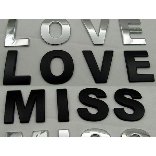 Large Metal Alphanumeric Car English Decorative Car Sticker Large Size DIY Car Body Modification Notepaper