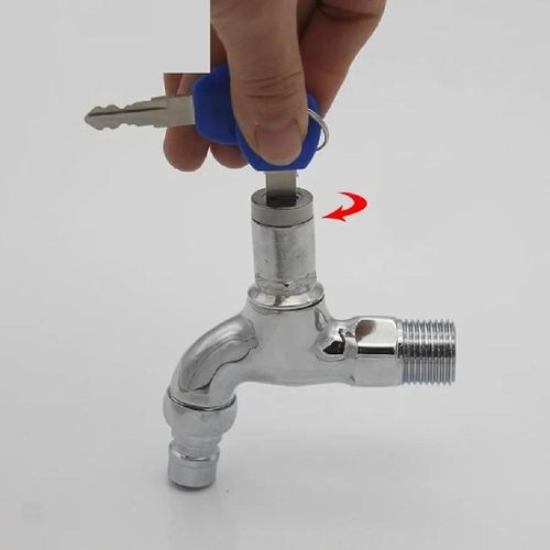 Outside Theft Tap with Lock Key Faucet Tap Stainless Lock Tap Protective Outdoors Garden Against Theft Lock Safe Lockable Protective Has 2 Keys Household Outdoor Saves Water Prevents Unauthorized
