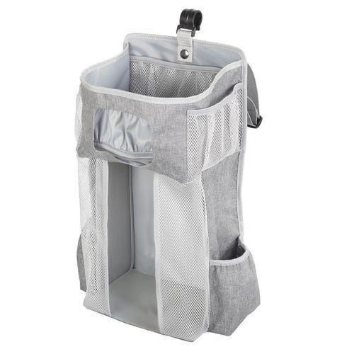 Baby Crib Cot Bed Storage Bag Hanging Pocket Diaper Nappy Clothes Organizer Bag Grey