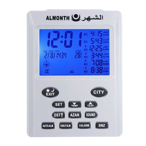 Muslim LCD Digital Azan Clock Islamic Watch Mosque Azan Clocks Prayer Times Grey