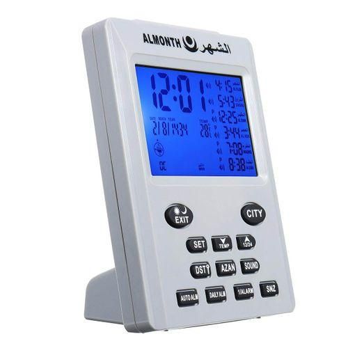 Muslim LCD Digital Azan Clock Islamic Watch Mosque Azan Clocks Prayer Times Grey