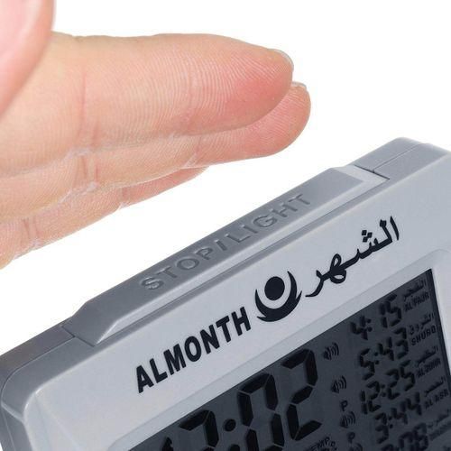 Muslim LCD Digital Azan Clock Islamic Watch Mosque Azan Clocks Prayer Times Grey