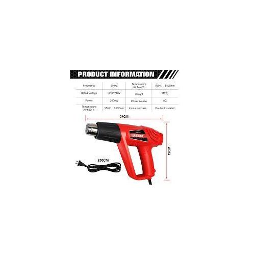 2000W Hot Air Gun Heater Temperature Adjustable Hot Air Blower Electric Welding Air Gun Car Film Hair Dryer Hot Airs Gunw Shrink - Red