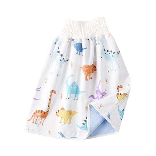Comfy Children's Adult Diaper Skirt Shorts 2 in 1 Washable Cotton Bamboo Fiber Waterproof Bed Clothes for Baby,Little Dinosaur NO5124