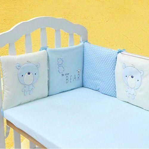 6PCS Popular Crib Bumper Protective Baby Nursery Bedding Comfy Infant Cot PadBlue Blue Blue