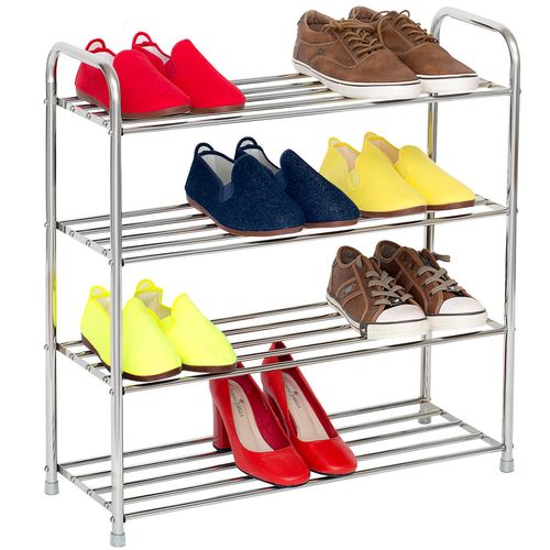 4Tier Metallic Shoe Rack-Silver