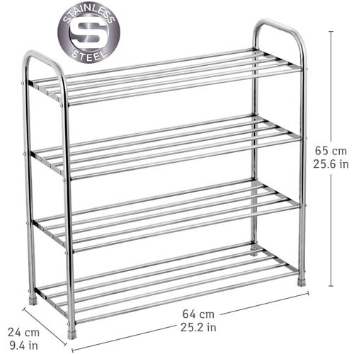 4Tier Metallic Shoe Rack-Silver