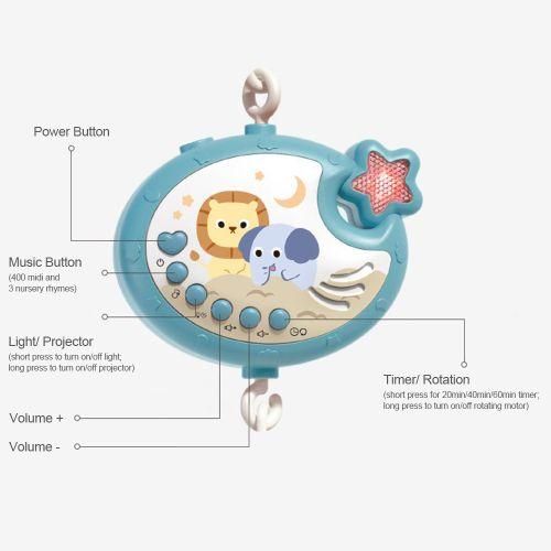 Cute Baby Crib Mobile With Music Lights Star Projection