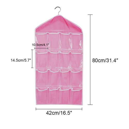 16 Pockets Socks Bra Underwear Hanging Organizer Clear Home Hanging Rack Hanger Storage Organizer Bedroom Bag NO5115