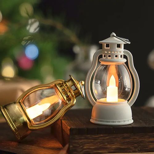 Small Led Lights Lantern Decoration Home Light Table Decor Plastic Lamp Party Maker, black