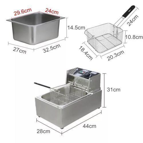 Heavy Duty Stainless Steel Single Electric Deep Fryer, 6 Litres - Silver