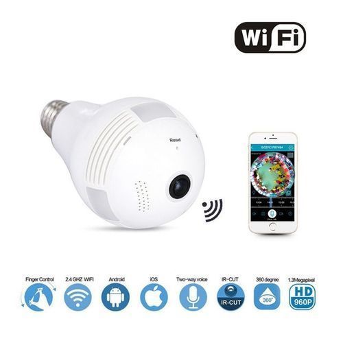 Smart Wireless 360 Degree Lens Spy Security Camera Bulb - White