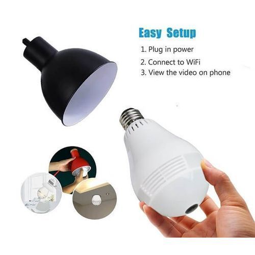 Smart Wireless 360 Degree Lens Spy Security Camera Bulb - White