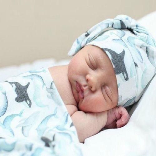 2Pcs Newborn Baby Sleep Sack Baby Swaddle Wrap Blanket and Hat Infant Receiving Blanket Baby Shower Swaddle Gift  C