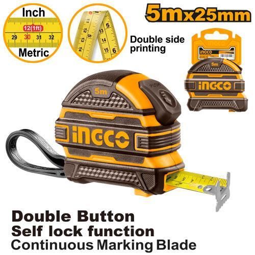 INGCO HSMT08525 - Steel Measuring Tape - Orange