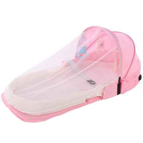 Portable Baby Infant Mosquito Nets Tent Mattress Bed Cover Travel Foldable Crib New,Pink NO5242