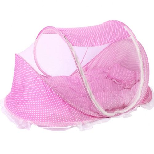 Portable Foldable Baby Travel Crib with Mosquito Net Baby Cot Crib Infant Travel Bed New,Pink NO5235