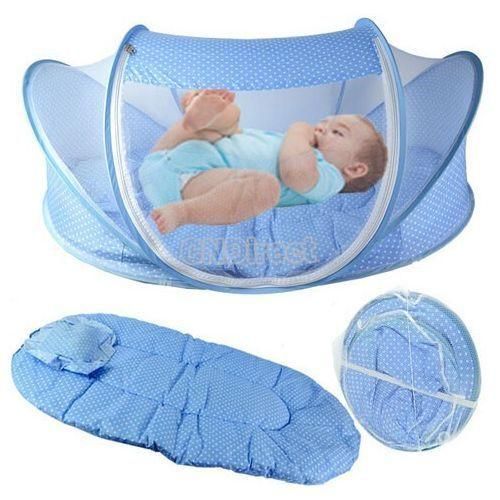 Movable Baby Pop Up Bed Pillow Mosquito NetBlue Colour