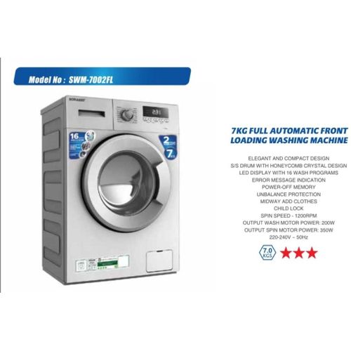 Sonashi 7 Kg ORIGINAL Full Automatic Front Loader Washing Machine WFXE6010S - Silver