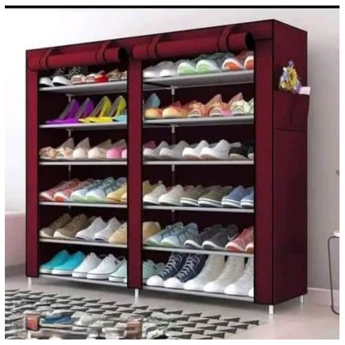 Double row shoe rack