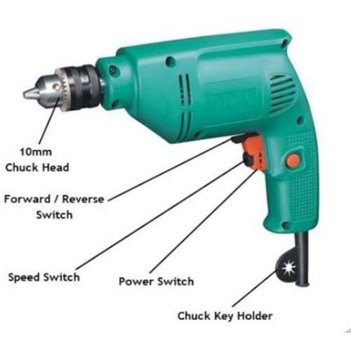 Dca Genuine 10mm Electric Drill With Speed Control-Green