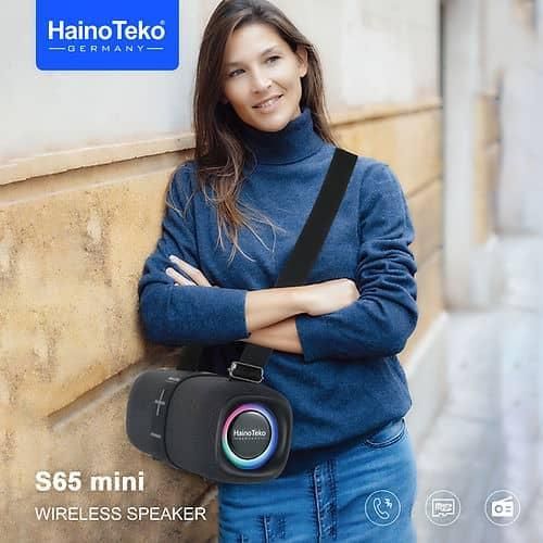 S65 Portable Bluetooth Speaker with Power Bank Function with Carrying Strap Supports FM Radio and with USB and Memory Card Slot Elegant-Multicolor