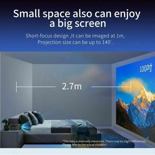 T7 HD 1080P Smart Home Theater Projector Multimedia Multi-Screen Interactive (7000 lm) Portable Projector- Multicolor