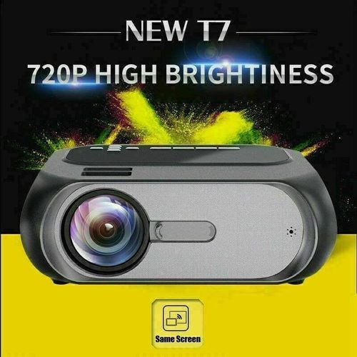 T7 HD 1080P Smart Home Theater Projector Multimedia Multi-Screen Interactive (7000 lm) Portable Projector- Multicolor