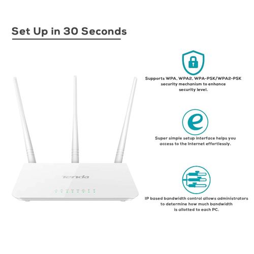 F3 300Mbps Wi-Fi Router, Easy Setup, WPS Button, Parental Control, Bandwidth Control, Wi-Fi Schedule, with 3 * 5dBi High Power External Antennas (for Streaming Music, Uploading Photos, Video Chatting, Hd Video Streaming- White, N300 F3