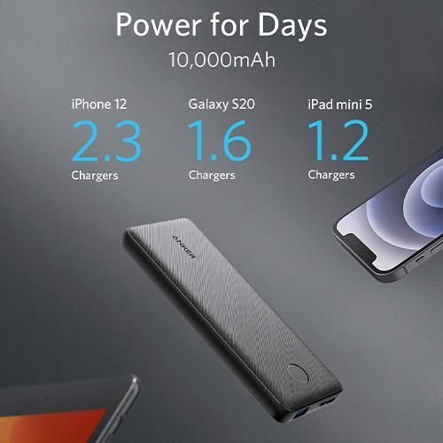 Slim And Poweful Power Bank PowerCore Slim 10000mAh Fast Charge Portable Charger For All Phones- Black