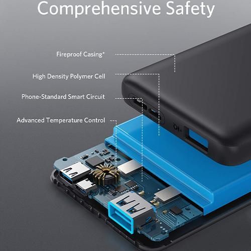 Slim And Poweful Power Bank PowerCore Slim 10000mAh Fast Charge Portable Charger For All Phones- Black
