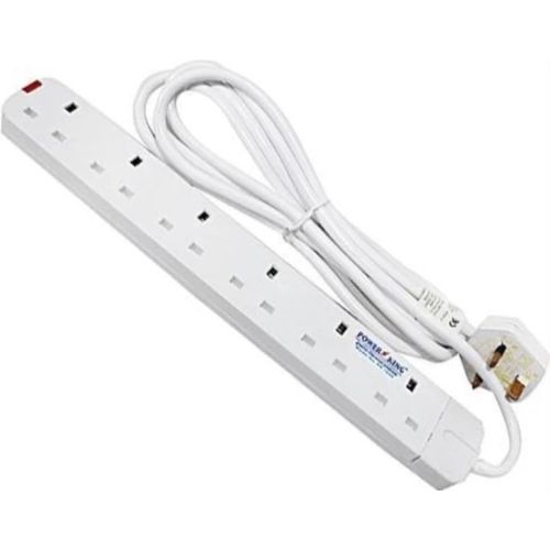 Power King Original 6 Ways Extension Cable, 3 Meters Long Wire With 6 Ports