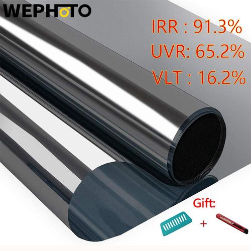 WEPHOTO Gray Window Film Mirror Film Tint Film One Side Transparent Anti-UV Thermal Insulation Static Self-Adhesive Privacy Used for Office Living Room or Bedroom