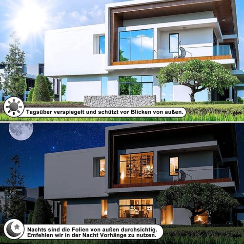 WEPHOTO Gray Window Film Mirror Film Tint Film One Side Transparent Anti-UV Thermal Insulation Static Self-Adhesive Privacy Used for Office Living Room or Bedroom