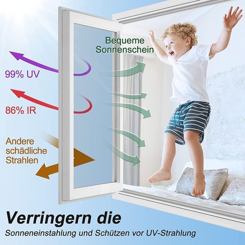 WEPHOTO Gray Window Film Mirror Film Tint Film One Side Transparent Anti-UV Thermal Insulation Static Self-Adhesive Privacy Used for Office Living Room or Bedroom