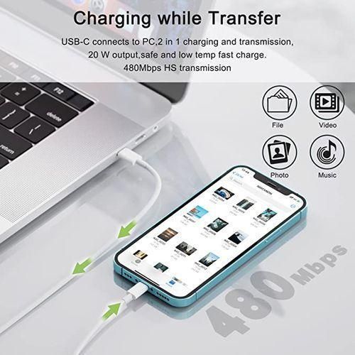 Super Fast 20Watts PD Lightening To Type C Cable and Port With 20watts Output For Ip8,X,Xr,Xs Max, 11,11pro,12,12pro, White